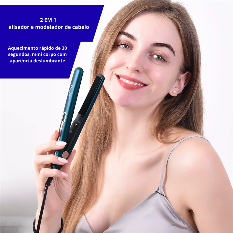 Prancha Portátil 2 em 1 CkeyiN – Alise e Modele com Facilidade em Qualquer Lugar!