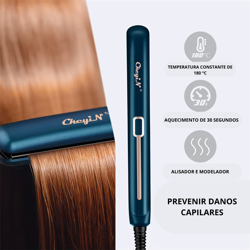 Prancha Portátil 2 em 1 CkeyiN – Alise e Modele com Facilidade em Qualquer Lugar!